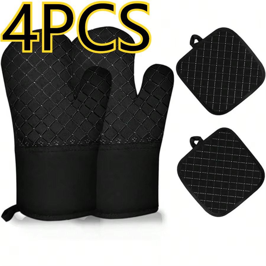 Heat Resistant Glove - 4 шт. силиконовые перчатки для кухни,