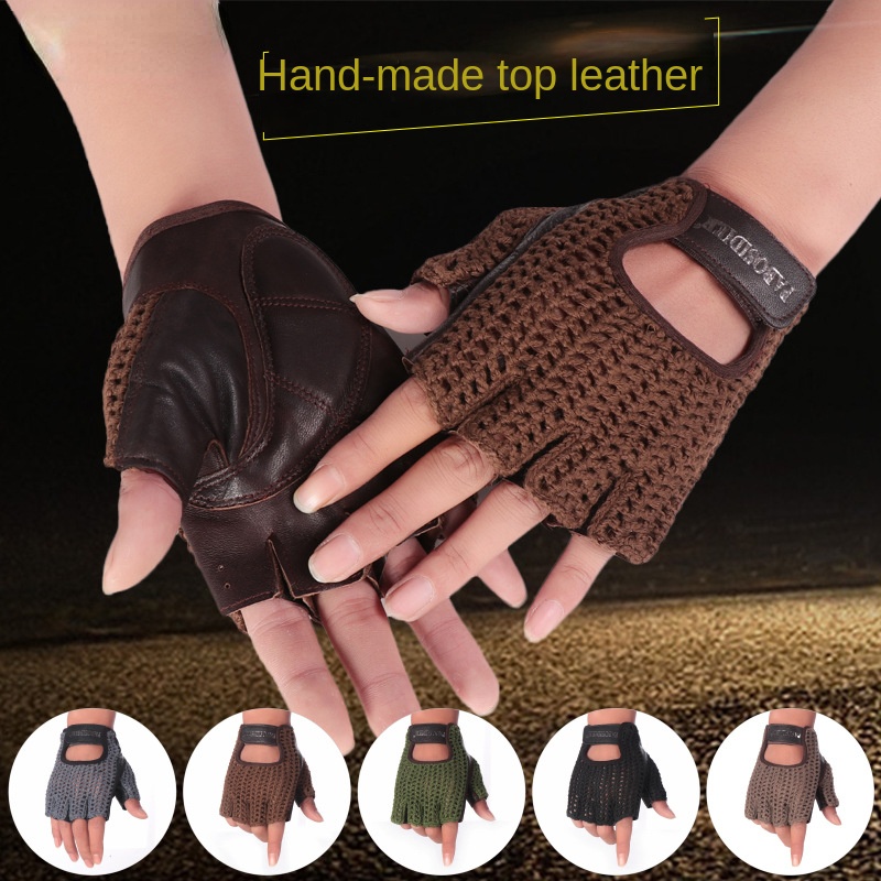 Leather Driving Glove - Унисекс летние перчатки без пальцев из